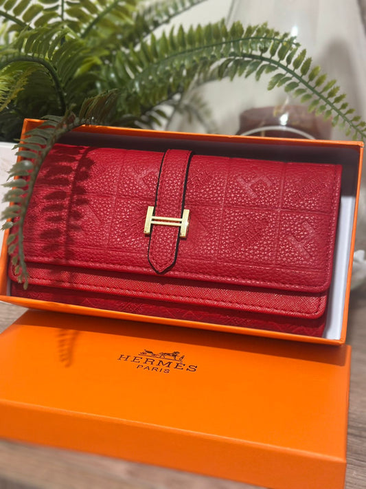 Hermès Béarn-Style Red Leather Long Wallet